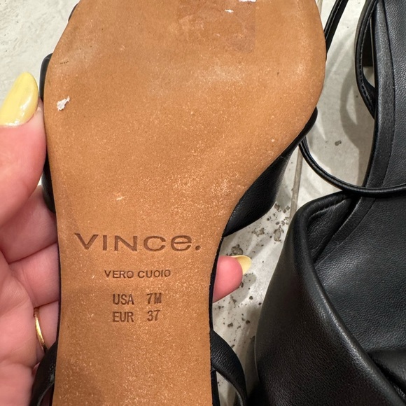 NWOT Vince Rosalie Black Leather Block Heel Ankle Wrap Heel Sandals - Picture 4 of 8